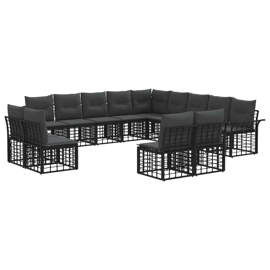 Buiten bankenset 13 pcs Zwart en Donkergrijs Polyester