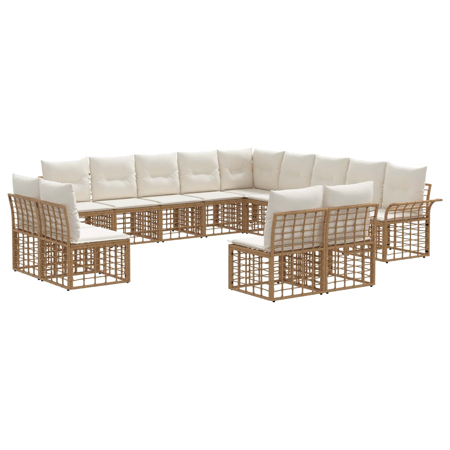 Buiten bankenset 13 pcs Natuurlijk en Crème Wit Polyester