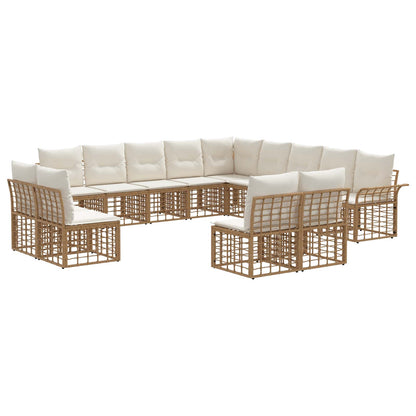 Buiten bankenset 13 pcs Natuurlijk en Crème Wit Polyester