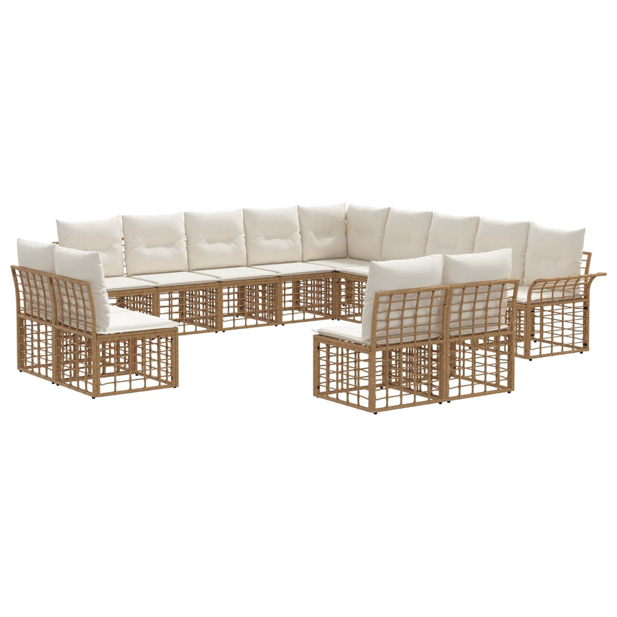 Buiten bankenset 13 pcs Natuurlijk en Crème Wit Polyester