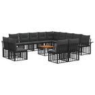 Outdoor sofa set 14 pcs Black and Dark Grey Polyester