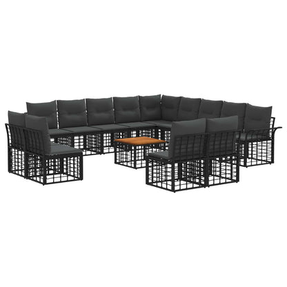Buiten bankenset 14 pcs Zwart en Donkergrijs Polyester