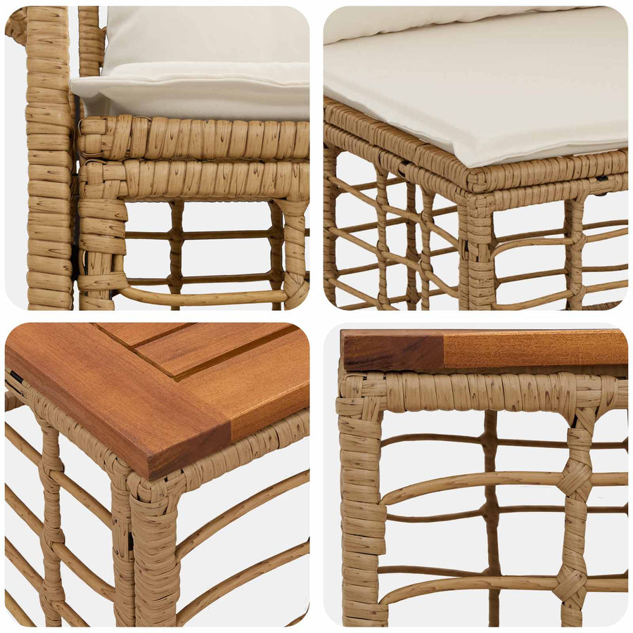 Buiten bankenset 14 pcs Natuurlijk en Crème Wit Polyester