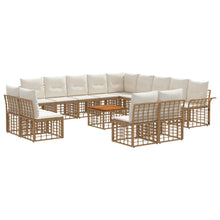 Buiten bankenset 14 pcs Natuurlijk en Crème Wit Polyester