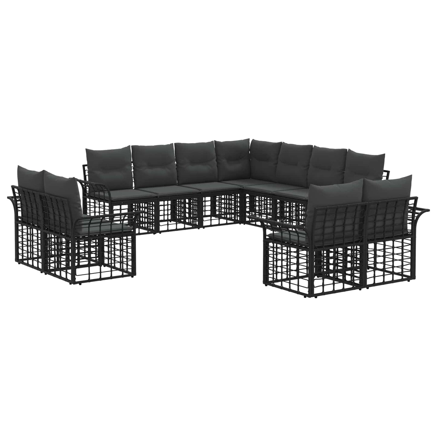 Buiten bankenset 11 pcs Zwart en Donkergrijs Polyester