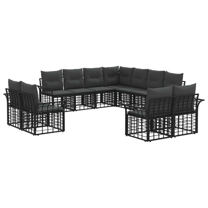 Buiten bankenset 11 pcs Zwart en Donkergrijs Polyester