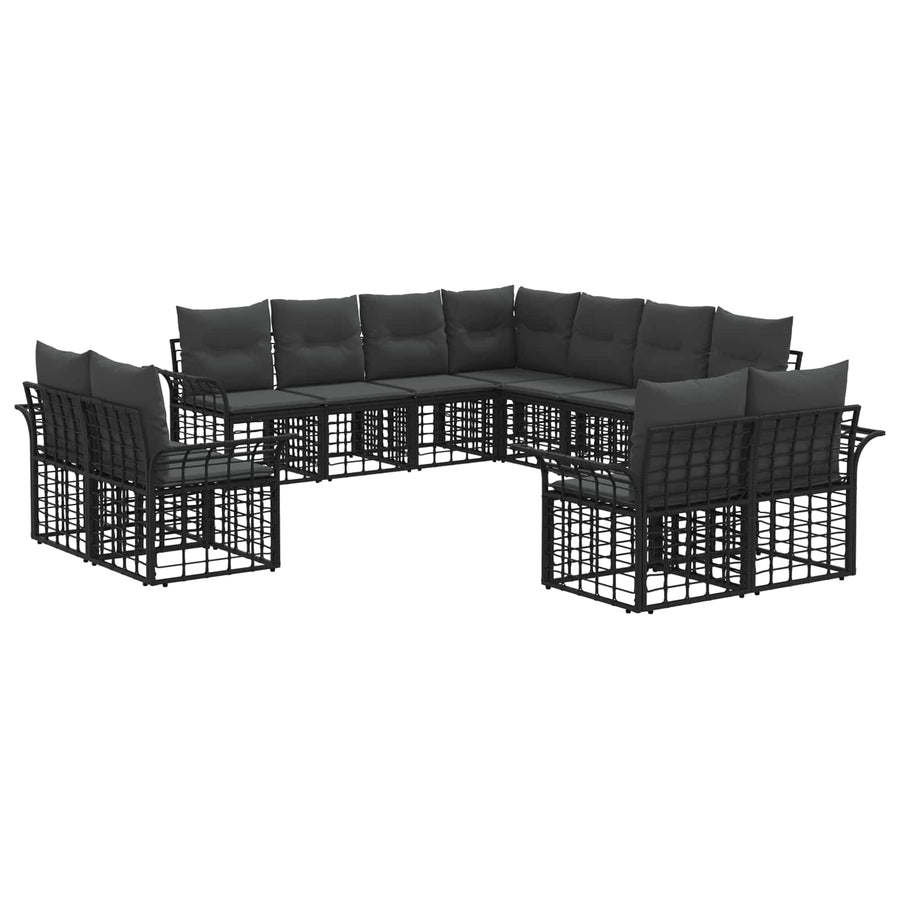 Buiten bankenset 11 pcs Zwart en Donkergrijs Polyester
