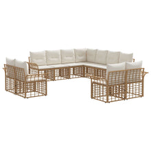Buiten bankenset 11 pcs Natuurlijk en Crème Wit Polyester