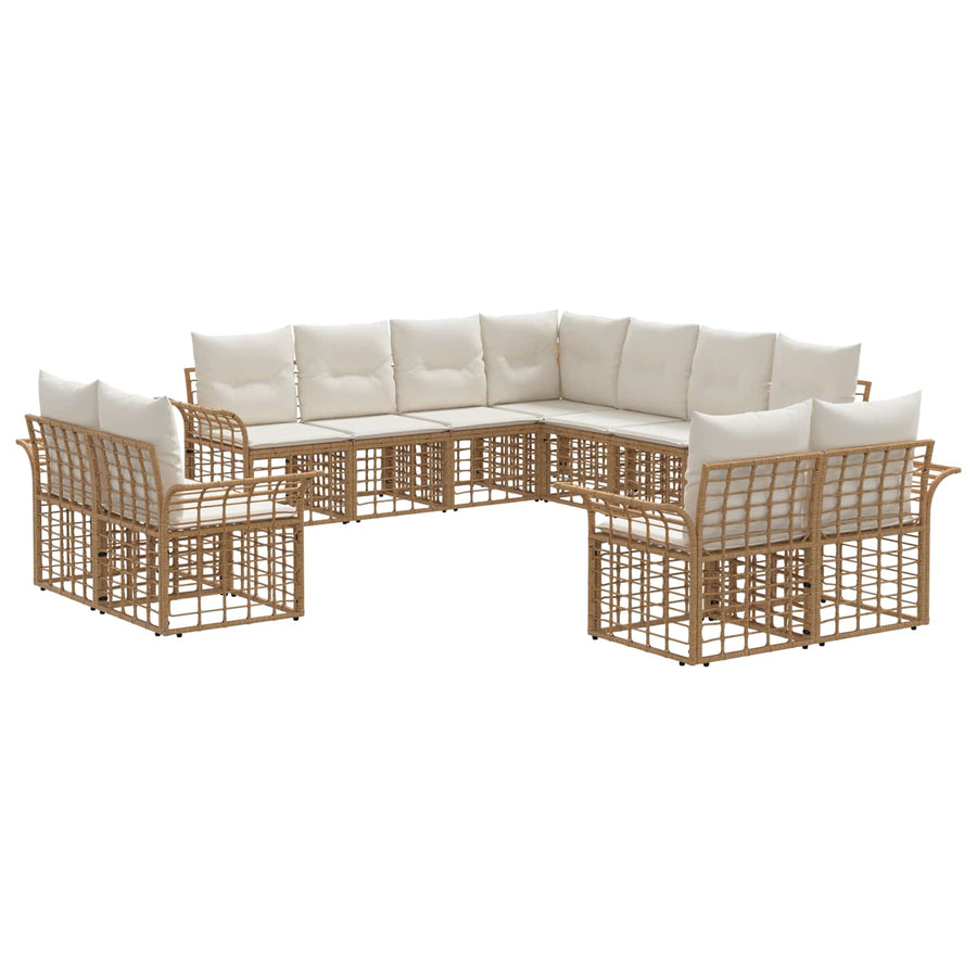 Buiten bankenset 11 pcs Natuurlijk en Crème Wit Polyester