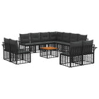Outdoor Sofa Set 12 pcs Black and Dark Grey Polyester