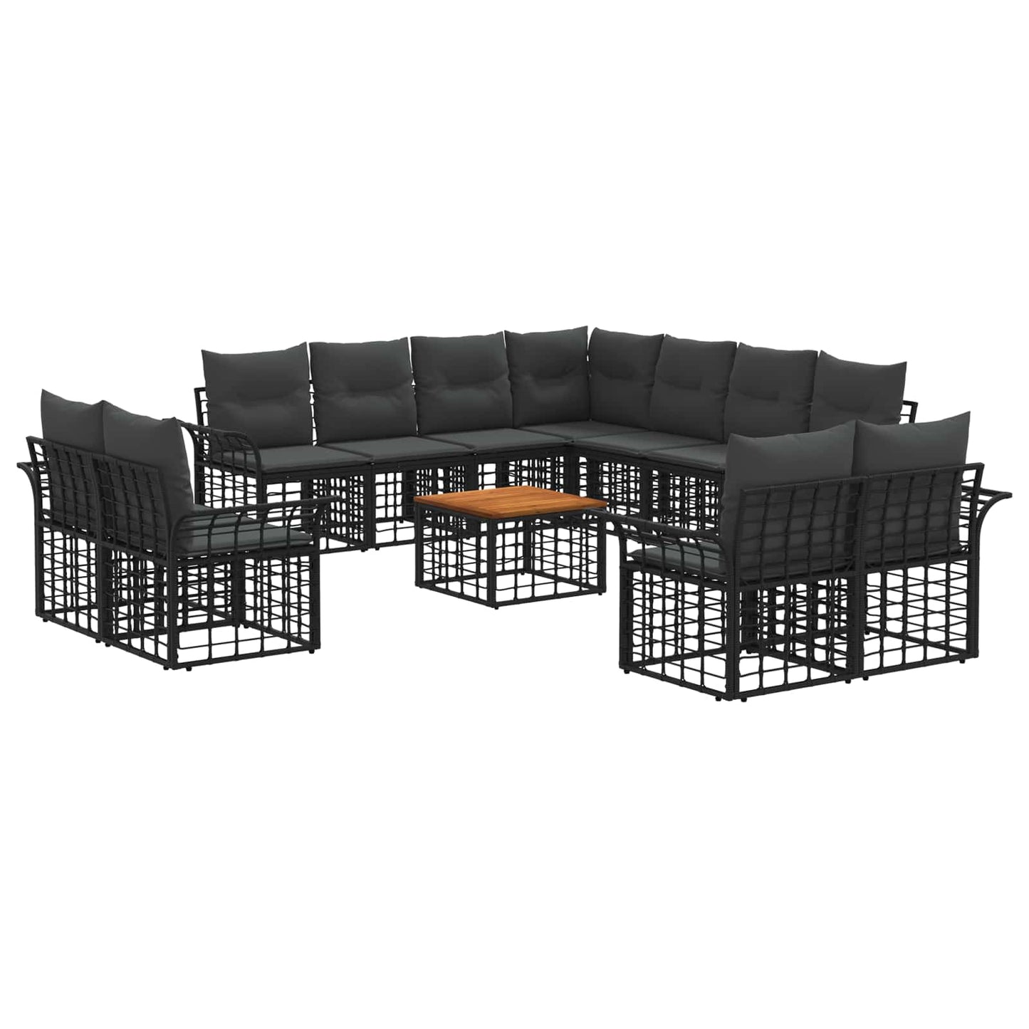 Buiten bankenset 12 pcs Zwart en Donkergrijs Polyester