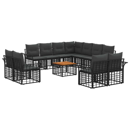 Buiten bankenset 12 pcs Zwart en Donkergrijs Polyester