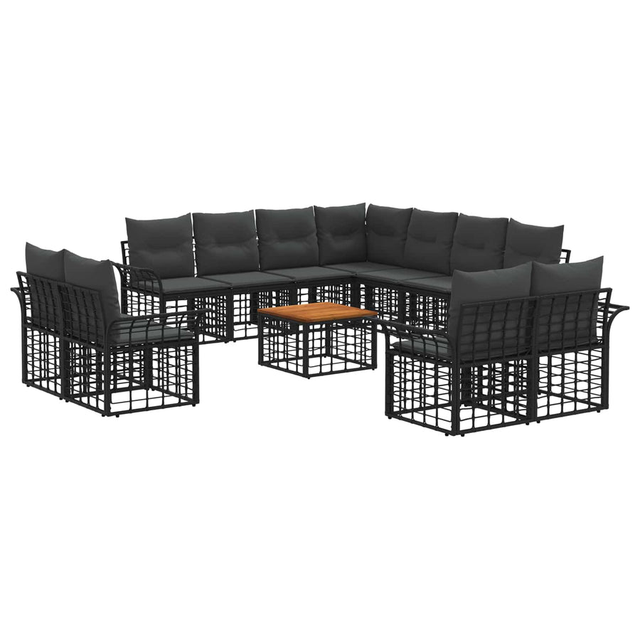 Buiten bankenset 12 pcs Zwart en Donkergrijs Polyester