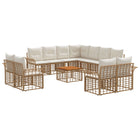 Outdoor Sofa Set 12 pcs Natural and Cream White Polyester