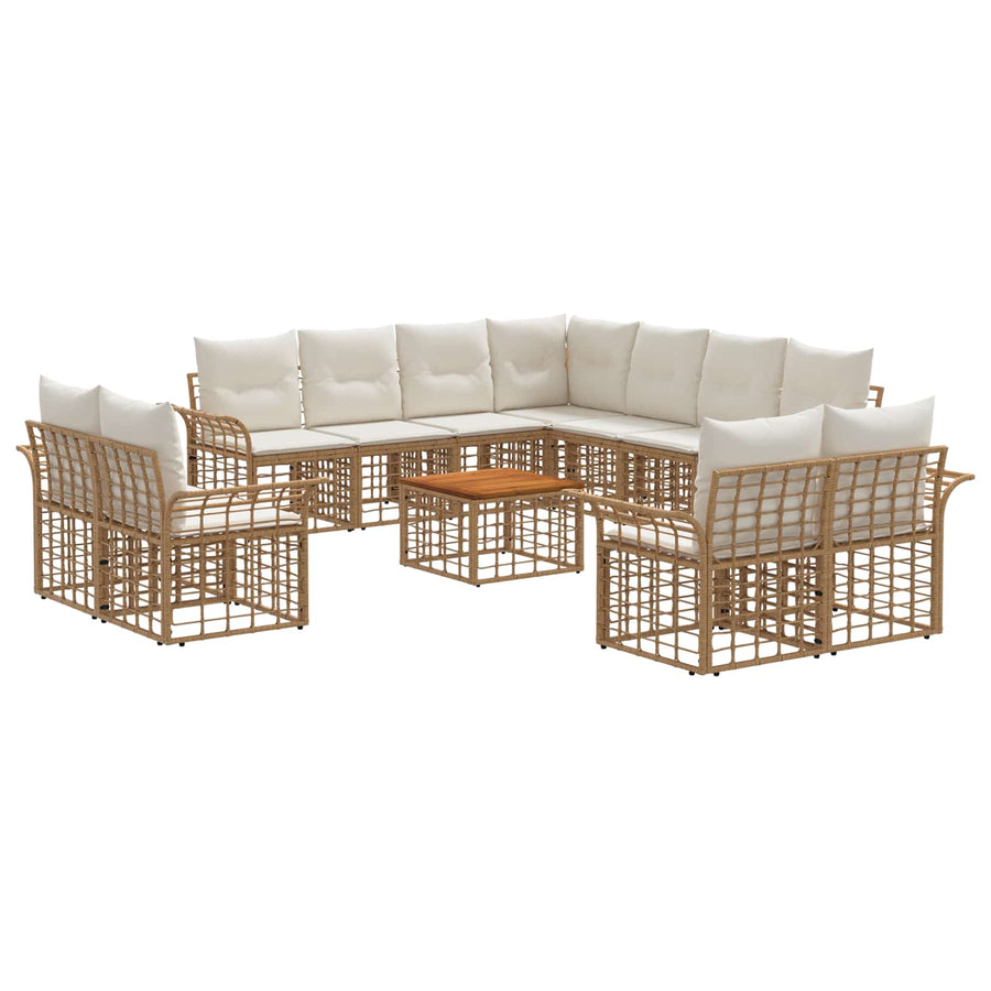 Buiten bankenset 12 pcs Natuurlijk en Crème Wit Polyester