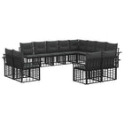 Tuinbankenset 12 personen poly rattan zwart donkergrijs