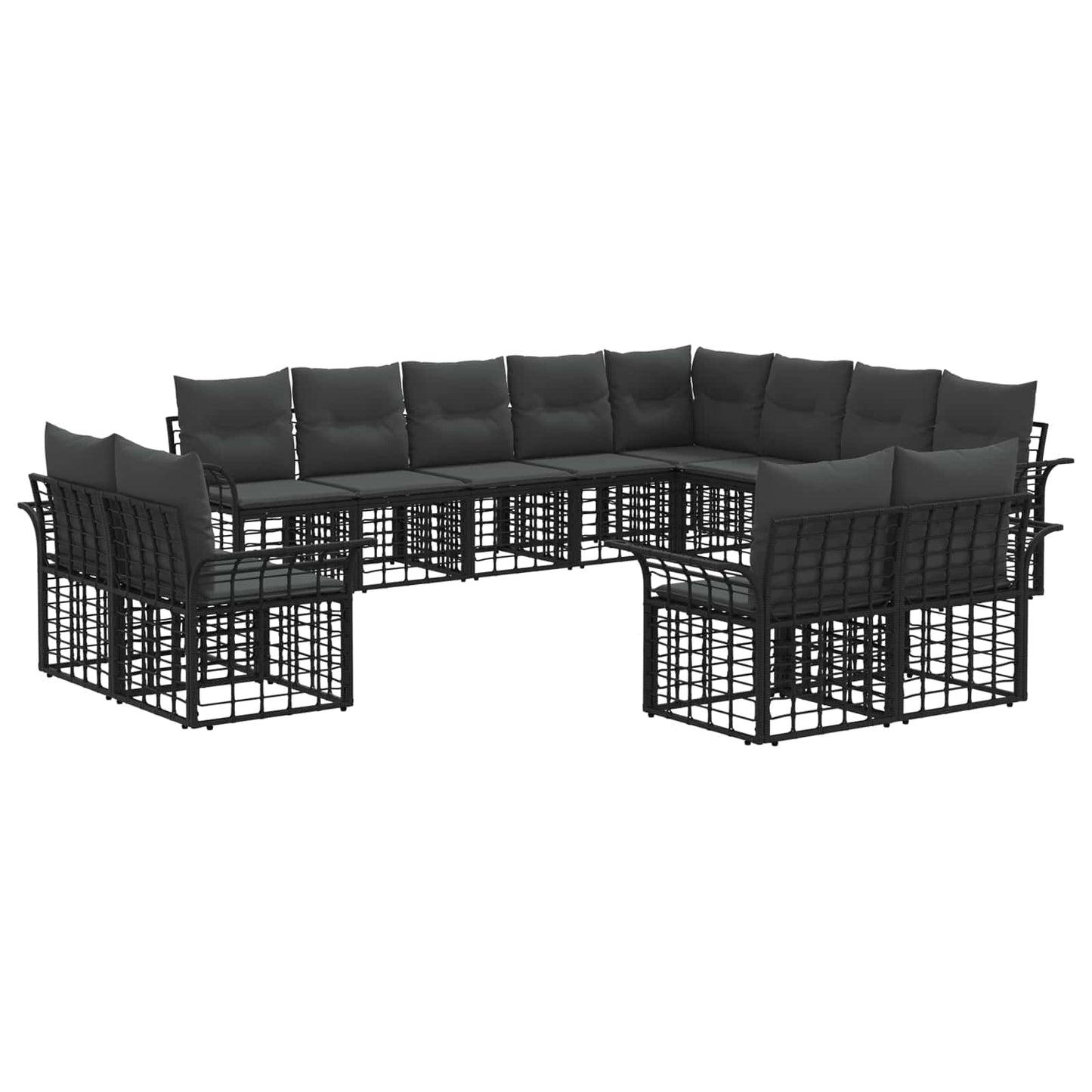 Buiten bankenset 12 pcs Zwart en Donkergrijs Polyester