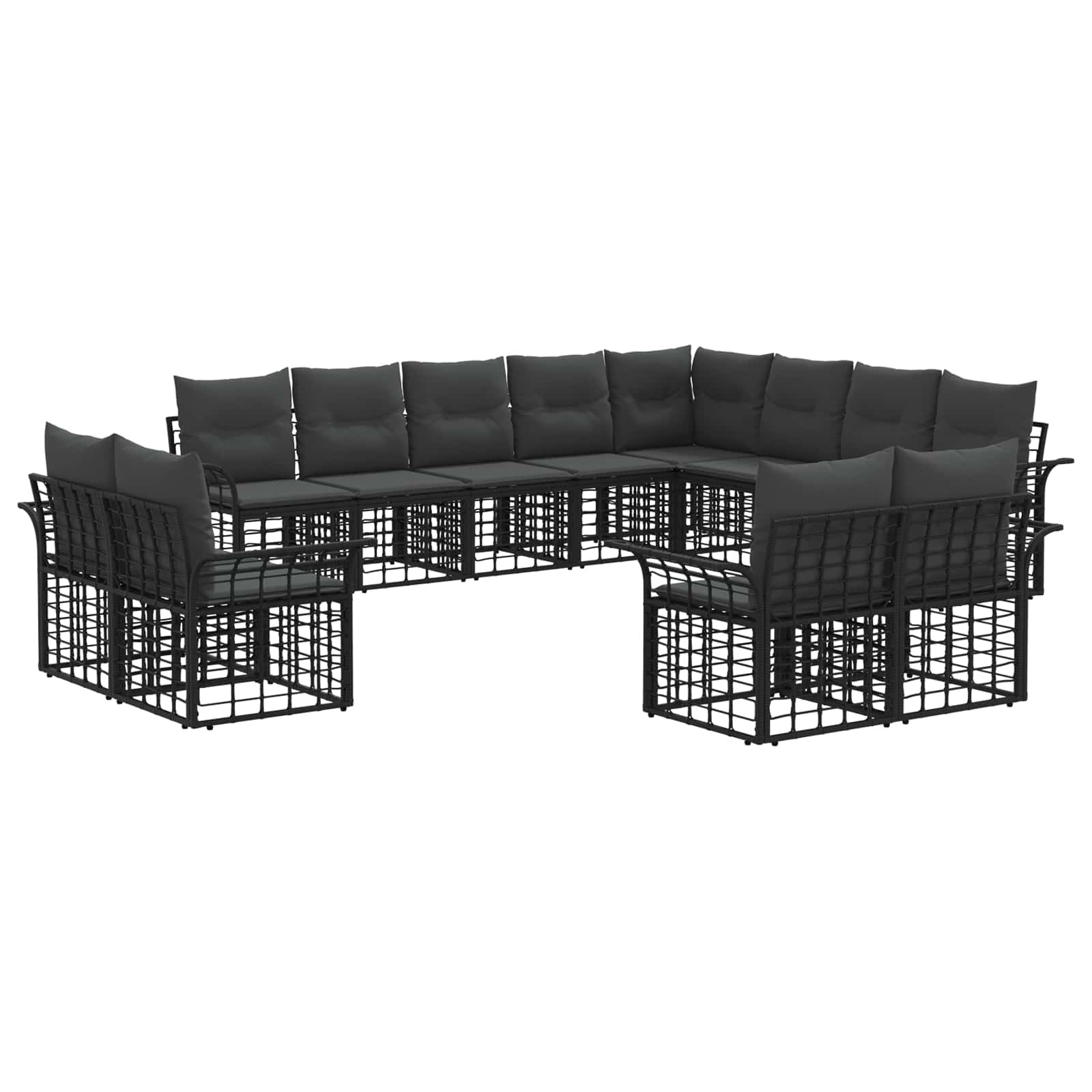 Buiten bankenset 12 pcs Zwart en Donkergrijs Polyester