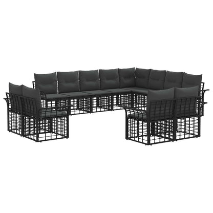 Buiten bankenset 12 pcs Zwart en Donkergrijs Polyester