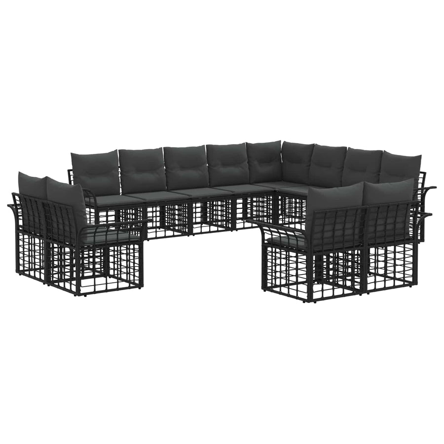 Buiten bankenset 12 pcs Zwart en Donkergrijs Polyester