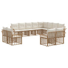 Loungeset 12 personen poly rattan natuurlijk crème wit