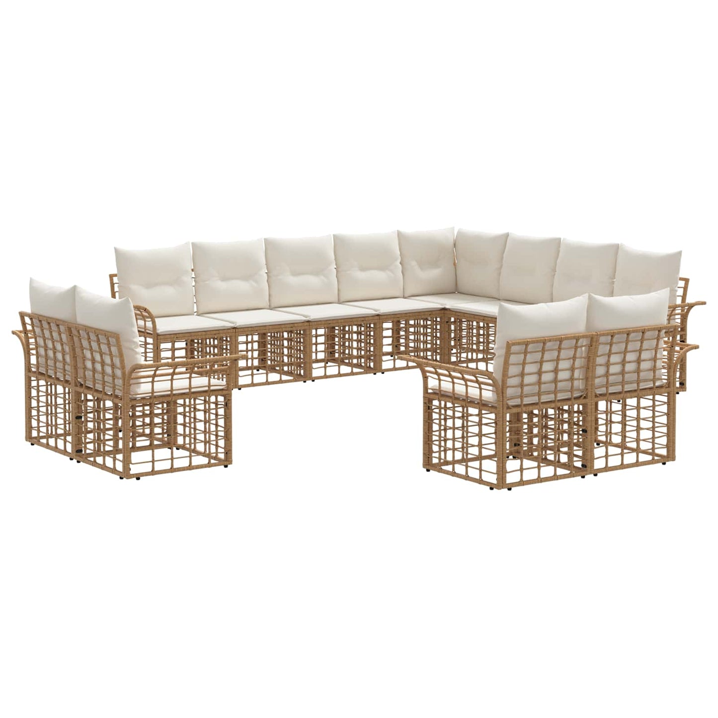 Buiten bankenset 12 pcs Natuurlijk en Crème Wit Polyester