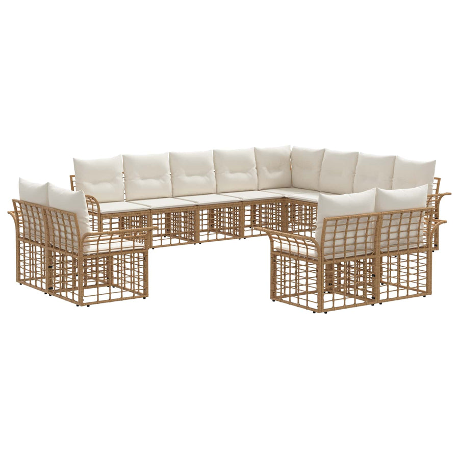 Buiten bankenset 12 pcs Natuurlijk en Crème Wit Polyester