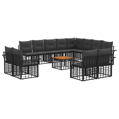 Buiten bankenset 13 pcs Zwart en Donkergrijs Polyester