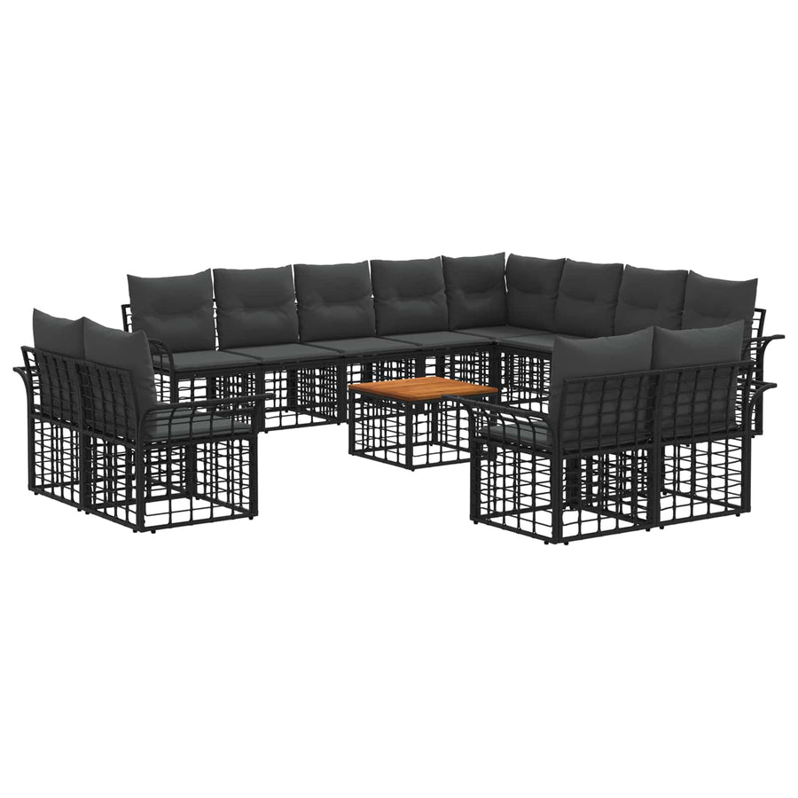 Buiten bankenset 13 pcs Zwart en Donkergrijs Polyester