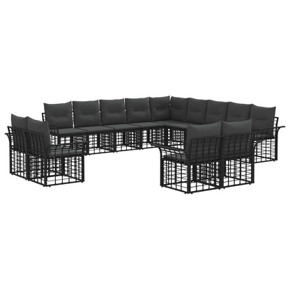 Buiten bankenset 13 pcs Zwart en Donkergrijs Polyester