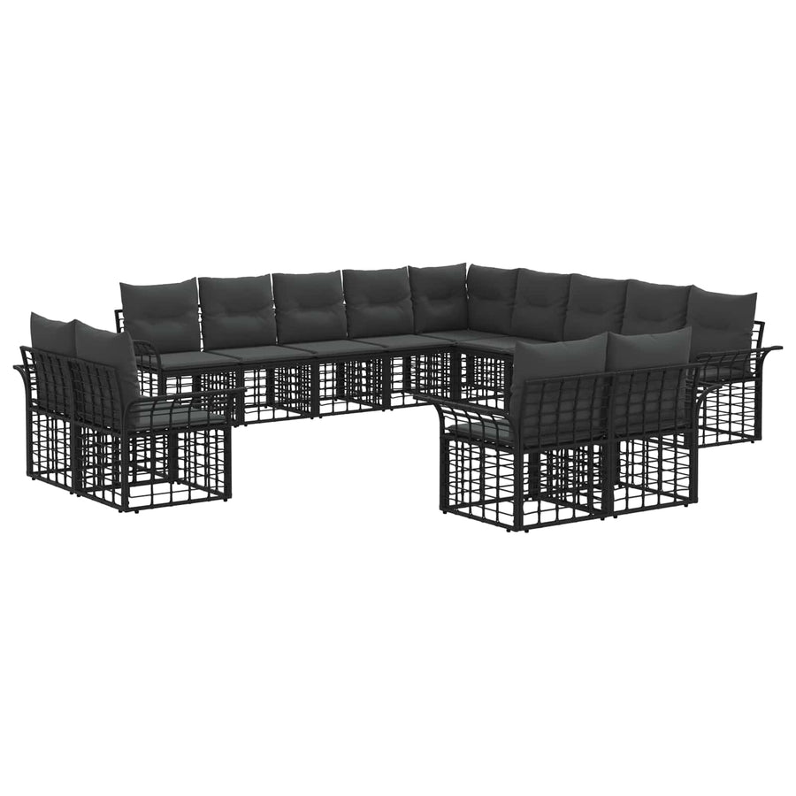 Buiten bankenset 13 pcs Zwart en Donkergrijs Polyester