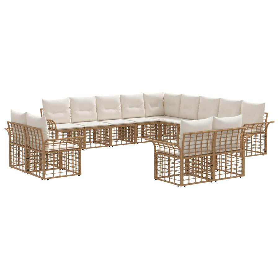 Buiten bankenset 13 pcs Natuurlijk en Crème Wit Polyester