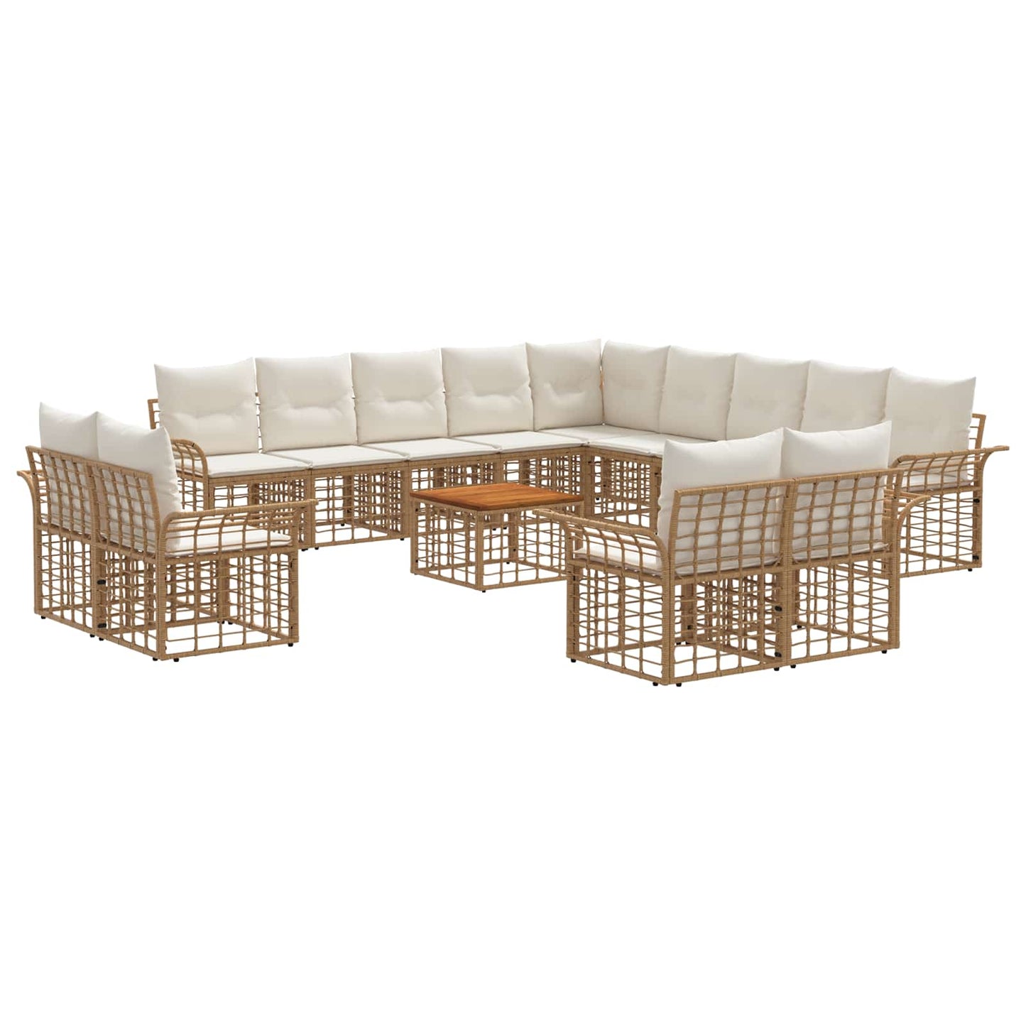 Buiten bankenset 14 pcs Natuurlijk en Crème Wit Polyester