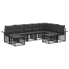 Outdoor lounge set 9 pcs Black and Dark Grey Polyester
