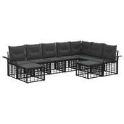 Tuinbankenset 9-delig poly rattan zwart donkergrijs