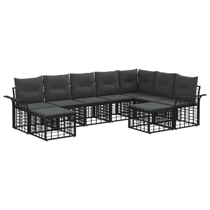 Buiten bankenset 9 pcs Zwart en Donkergrijs Polyester