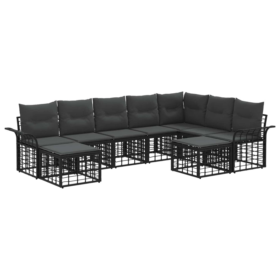 Buiten bankenset 9 pcs Zwart en Donkergrijs Polyester