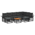 Outdoor Lounge Set 10 pcs Black and Dark Grey Polyester