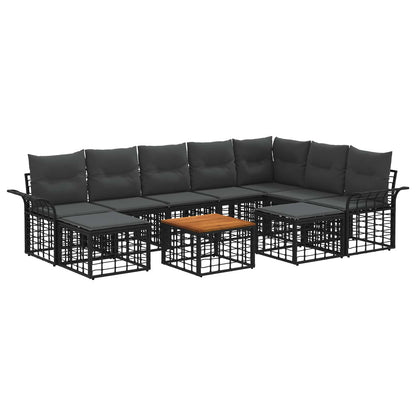 Buiten bankenset 10 pcs Zwart en Donkergrijs Polyester