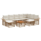 Outdoor Sofa Set 10 pcs Natural and Cream White Polyester