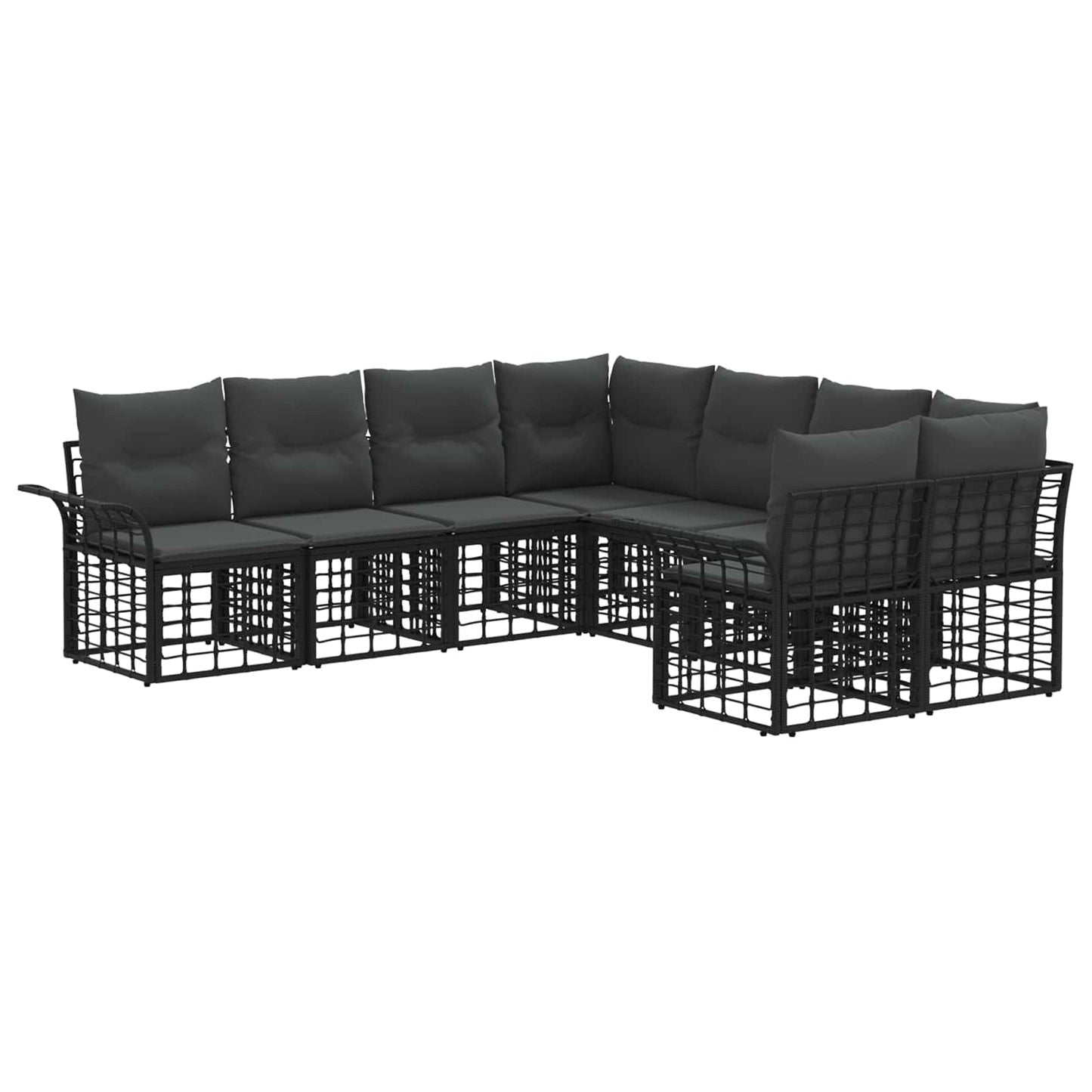 Buiten bankenset 8 pcs Zwart en Donkergrijs Polyester