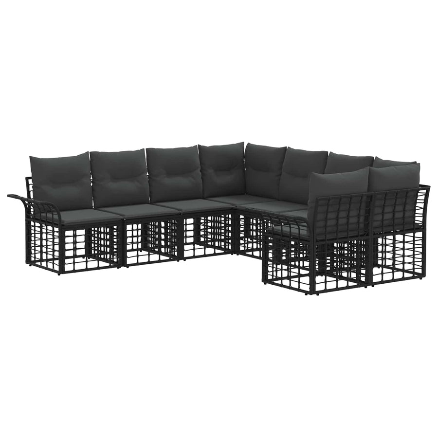 Buiten bankenset 8 pcs Zwart en Donkergrijs Polyester