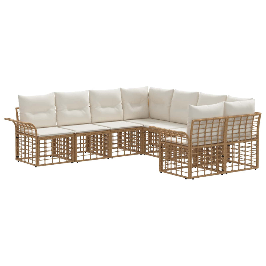 Buiten bankenset 8 pcs Natuurlijk en Crème Wit Polyester