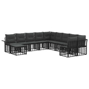 Tuinset 11-delig zwart donkergrijs polyrattan