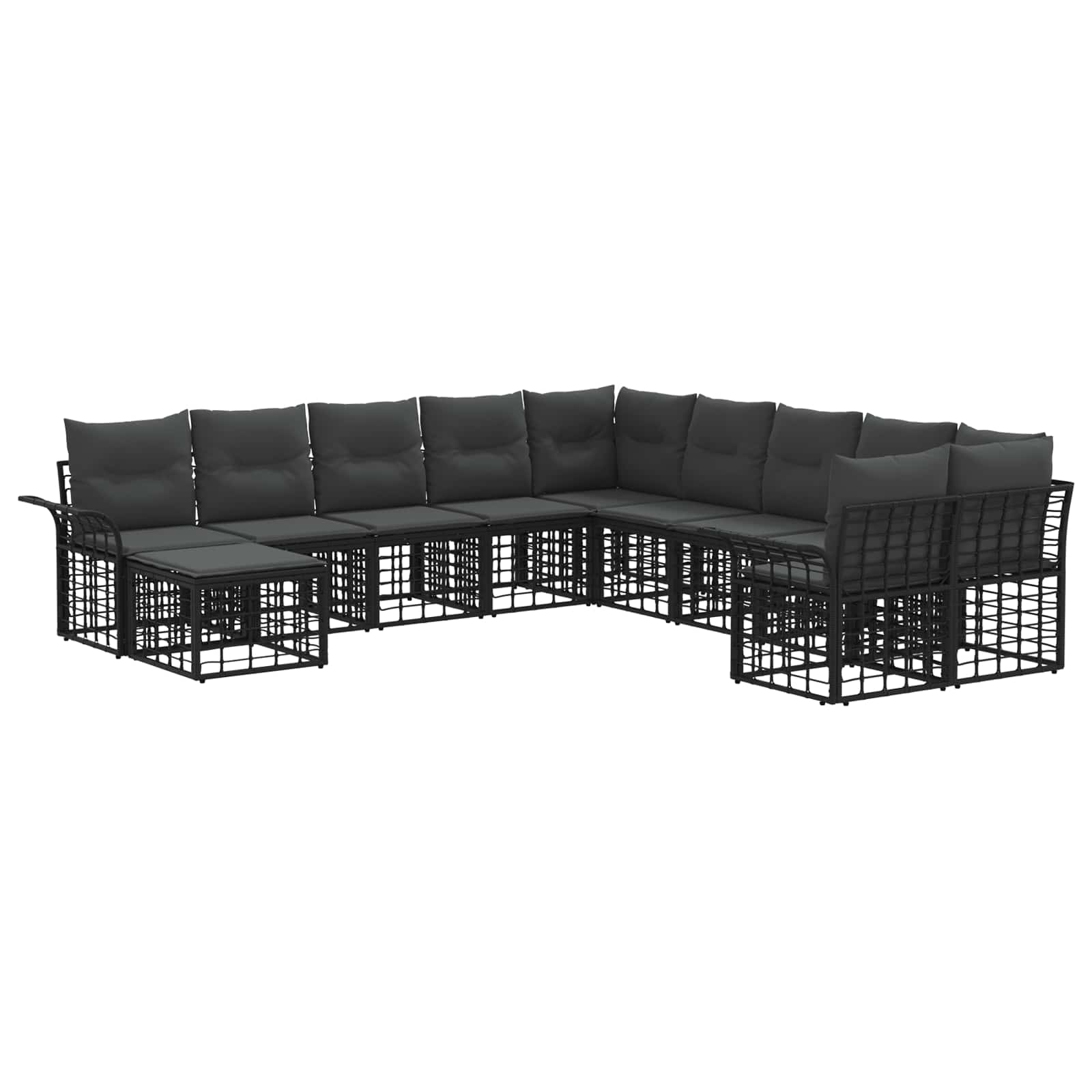 Buiten bankenset 11 pcs Zwart en Donkergrijs Polyester