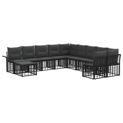 Buiten bankenset 11 pcs Zwart en Donkergrijs Polyester