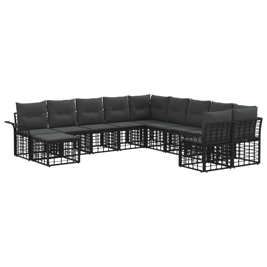 Buiten bankenset 11 pcs Zwart en Donkergrijs Polyester