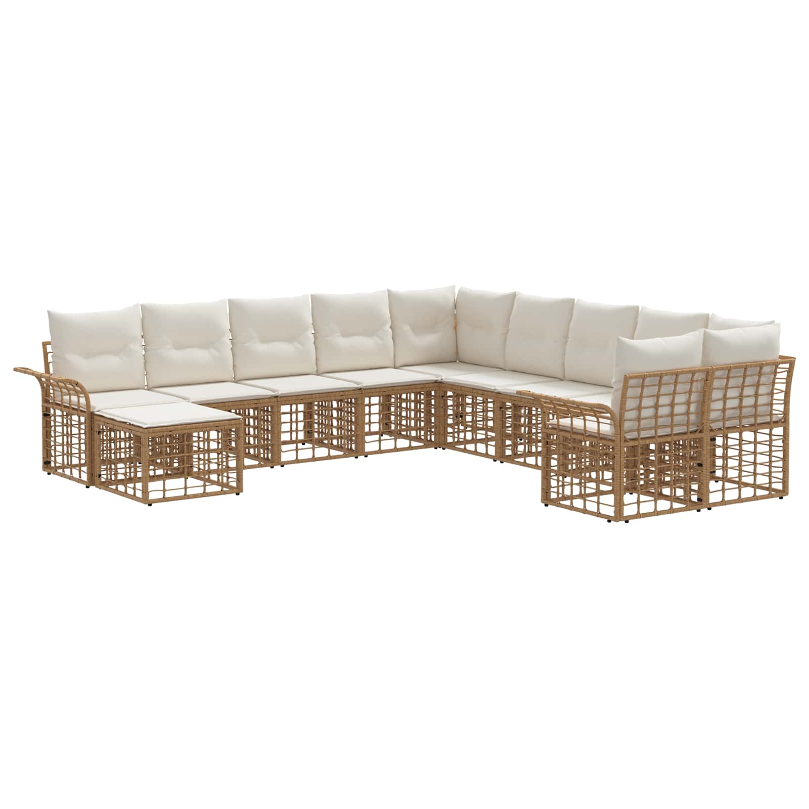 Buiten bankenset 11 pcs Natuurlijk en Crème Wit Polyester