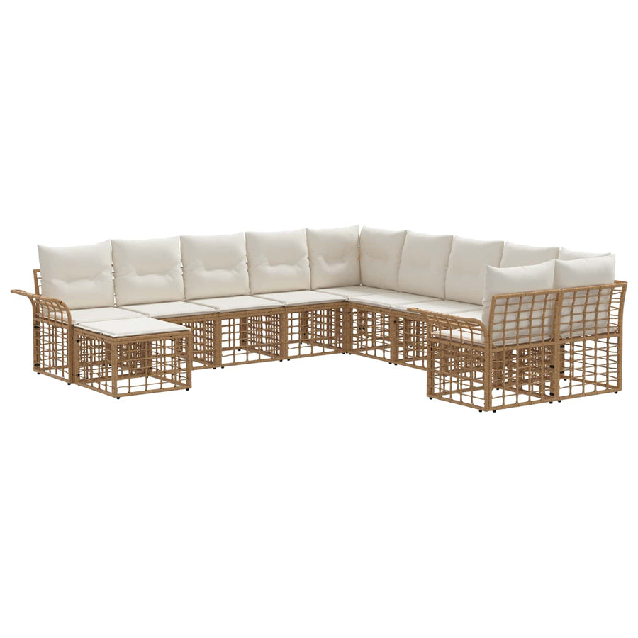 Buiten bankenset 11 pcs Natuurlijk en Crème Wit Polyester