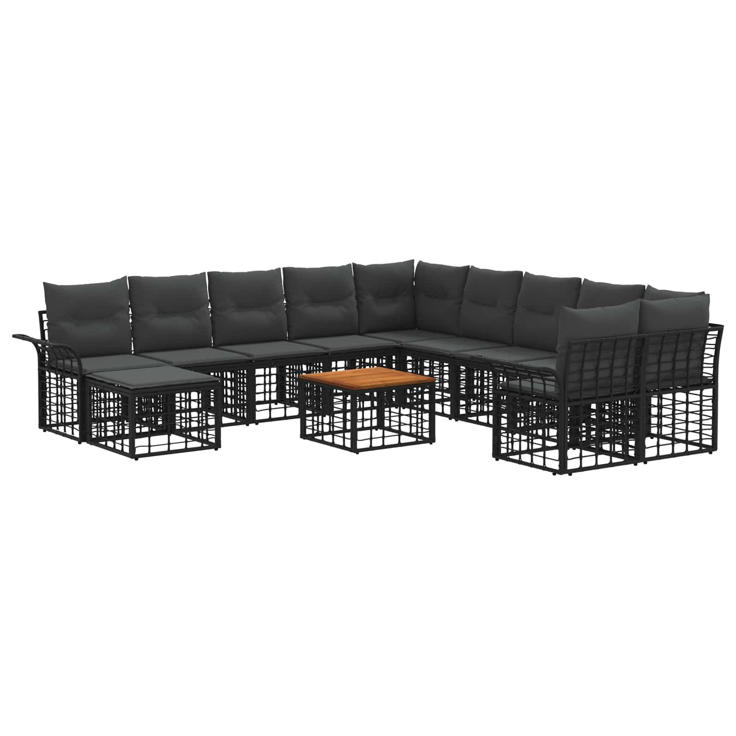 Buiten bankenset 12 pcs Zwart en Donkergrijs Polyester